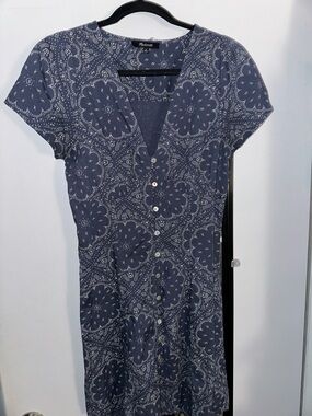 Madewell Blue Paisley Button Front Mini Dress